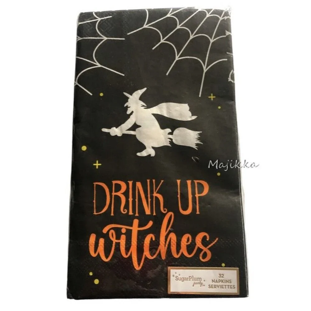 Halloween Paper Dinner Napkins Buffet Towels Drink Up Witches 32 Pk Decoupage